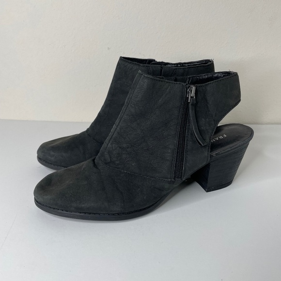 Franco Sarto size 9.5‎ Dark Grey humble wood block heel cut out bootie leather - Picture 1 of 8